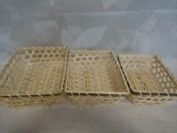 Набор бамбуковых прямоугольных плетеных корзин 3 шт: 22х18х8, 21х16х7, 18х14х6 см