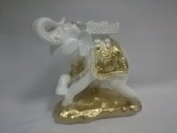Копилка "Слон - Удача" белый с золотом, 25 х 25 см, гипс.