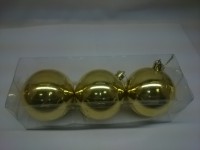 Новогодние шары, 7 см, цена за 3 штуки, золотые, пластик. 
