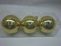 Новогодние шары, 6 см, цена за 3 штуки, золотые, пластик. 