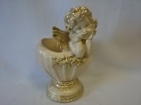Сувенир Ангел с вазой, цвет - слоновая кость, 35 х 22 см, гипс.