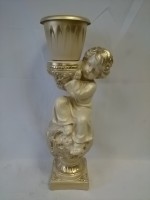 Кашпо "Мальчик с чашей" слоновая кость, 62 см, гипс.
