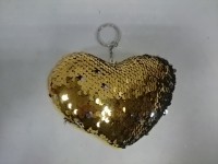 Брелок золотой мягкий "Сердце с пайетками-хамелеонами", 15*11 см, (1 шт)