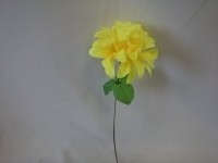 Хризантема желтая, h - 31 см, D головы - 11 см, пластик, ткань. КРАТНО 20 ШТ