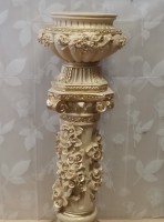 Комплект "Афина" : колонна + ваза, h- 131 см, цвет - слоновая кость, гипс.