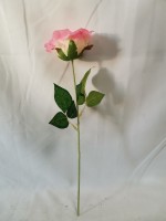 Ветка розы с пенопластом, 46 см, цветок 9 см, цена за 1 штуку, цвет - розовый.