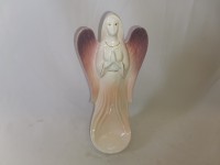 Подсвечник "Ангел", 31 см, керамика, белый с сиреневыми крыльями.