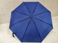 Зонт женский механический, 8 спиц, 3 сложения, однотонный, цвет - синий.