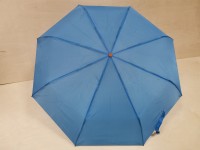 Зонт женский механический, 8 спиц, 3 сложения, однотонный, цвет - голубой.