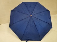 Зонт женский механический, 8 спиц, 3 сложения, однотонный, цвет - тёмно-синий.