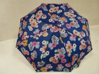 Зонт женский, полуавтомат, 8 спиц, цветной, синий с цветочками.
