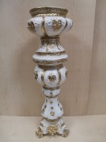 Комплект "Клеопатра" : колонна + ваза, h- 132 см, цвет - белый с золотом, гипс.