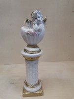 Комплект: колонна + ангел-кашпо, 81 см, белый с золотом.