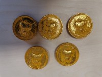 Магнит "Золотые монеты с БЫКОМ", D= 4 см.