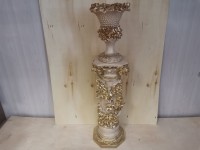 Комплект: колонна Афина + ваза Кубок, h - 132 см, гипс, цвет - слоновая кость.