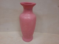 Ваза напольная, керамика, глянец, 63 см. розовая.