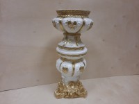 Комплект: тумба Клеопатра + ваза Клеопатра, гипс, h - 92 см, цвет - белый с золотом.
