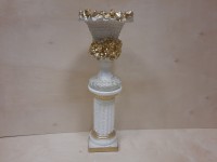 Комплект: колонна + ваза Кубок, гипс, h - 90 см, цвет - белый с золотом.
