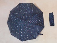 Зонт женский полуавтомат, 9 спиц, цвет - чёрный с горохом.