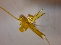 Бант - бабочка, 12*250, золотая полоса, цвет - жёлтый, цена за 10 штук.