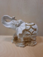 Копилка "Слон" большой, 26*30 см, гипс. Цвет - белый с золотом.