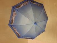 Зонт-трость детский, 8 спиц, "Кошки". Цвет - голубой.