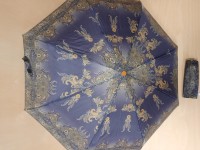 Зонт женский механический, 8 спиц, 3 сложения, цветной, серые узоры.