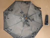 Зонт женский механический, 8 спиц, 3 сложения, цветной, серый с розами.