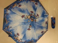 Зонт женский механический, 8 спиц, 3 сложения, цветной, синий.