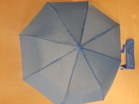 Зонт женский полуавтомат, 8 спиц, 2 сложения, однотонный. Цвет - голубой.