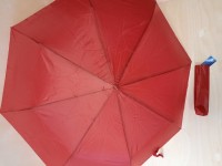 Зонт женский полуавтомат, 8 спиц, 2 сложения, однотонный. Цвет - красный.