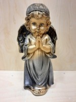 Ангел "Молитва", 35 см, цвет - чёрный с золотом. гипс.