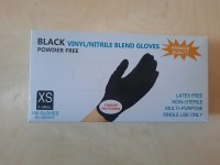 Перчатки латексные чёрные,  50 пар, размер XS.