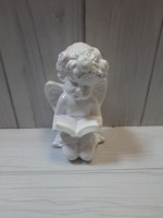Сувенир Ангелочек с книгой, 8,5*5*5 см, гипс. белый цвет.
