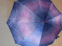 Зонт женский автомат, 9 спиц, "капли", шёлк, цвет -розово-сиреневый.