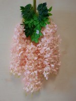 Искусственная ветка глицинии с большими соцветиями, h - 110 см, цена за 12 штук, цвет - светло-розовый.