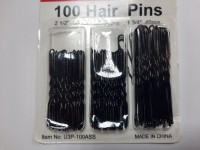 Шпильки для волос, чёрные, набор размеров, 100 штук в наборе.