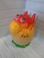 Копилка "Дракон в яйце",  h - 22 см, гипс, цветной.