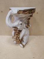 Подставка Слон сидя, 43*32*27 см, гипс, цвет - белый с золотом.