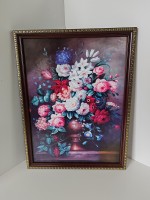 Панно в рамке,33*25 см, цветы в вазе.
