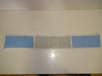 Мочалка с 2 голубыми ручками, ткань, 69*10 см.