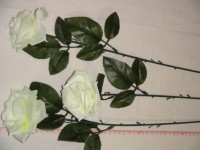Роза раскрытая 52 см., D=7*4 см., пластик, ткань, белая