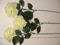 Роза раскрытая 52 см., D=7*4 см., пластик, ткань, бело-зеленая