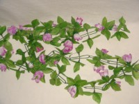 Гирлянда "Цветы" 210 см., цветок D=3*3 см., пластик, ткань, фиолетовая, 1 штука. (продаются кратно 2штукам).