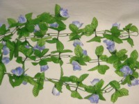 Гирлянда "Цветы" 210 см., цветок D=3*3 см., пластик, ткань, синяя, 1 штука. (продаются кратно 2штукам)