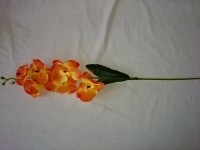 Ветка орхидеи 6 голов, 50 см., пластик, ткань, металл, оранжевая,  1 штука 